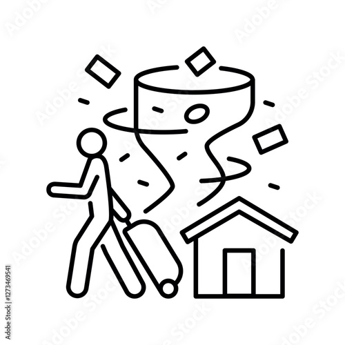 Forced migration black line icon.