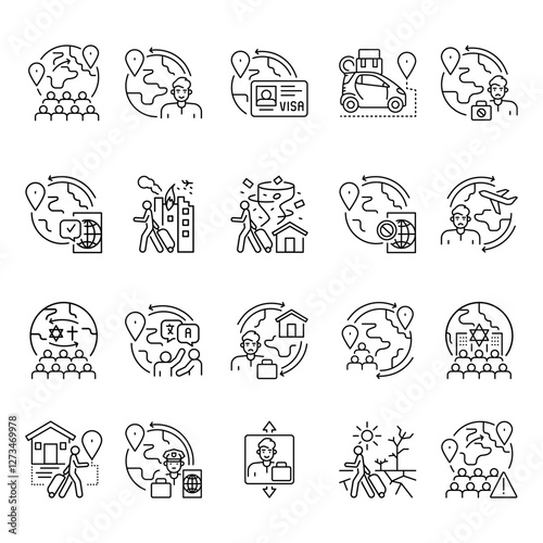 migration black line icon.