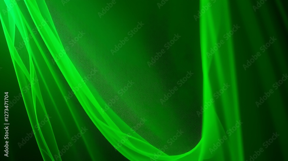 Obraz premium Abstract Green Lines Flowing on Dark Green Background Image