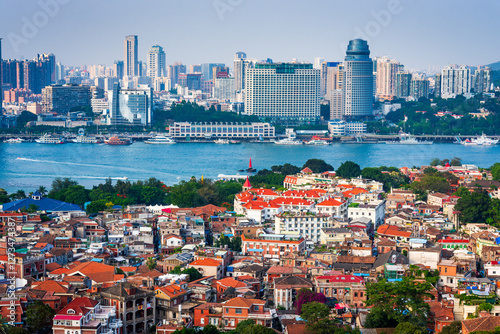 Xiamen, China City Skyline from Gulangyu Island photo