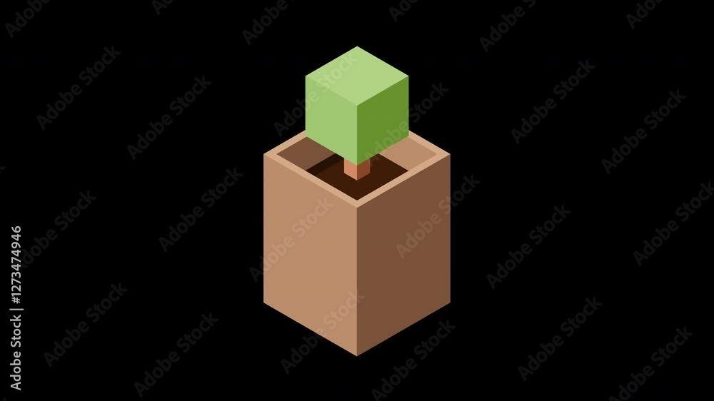 Isometric plant animation. Isometric potted plant. Isometric tree. Tree isometric elements. Motion graphic. Transparent background with alpha channel Isometric plant animation. Isometric potted plant. Isometric tree. Tree isometric elements. Motion graphic. Transparent background with alpha channel