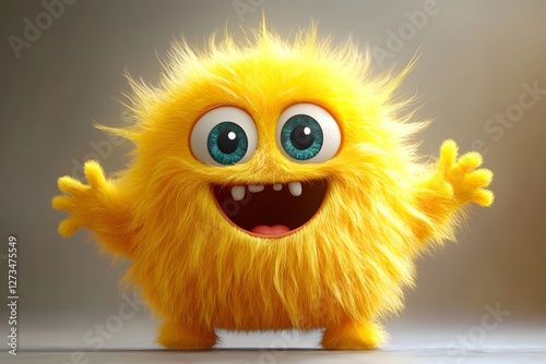 Sunny Fuzzball - Adorable 3D Yellow Monster Cartoon Character
