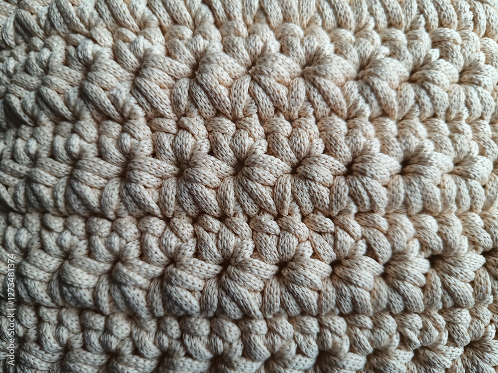 The process of crocheting a handbag made of cord and leather accessories The process of crocheting a handbag made of cord and leather accessories