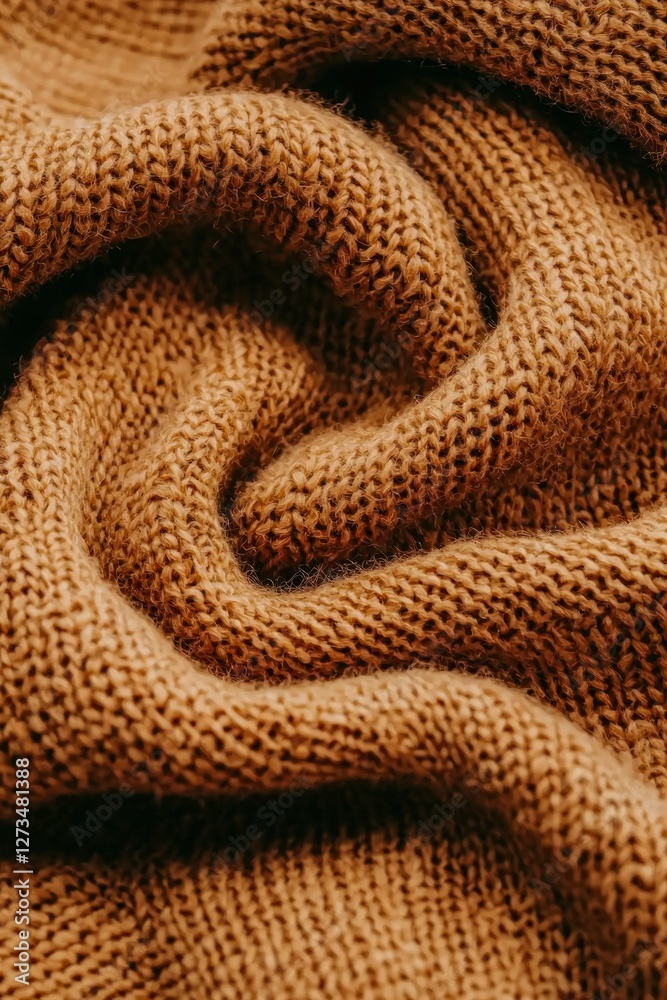 Fototapeta premium Cozy brown knit fabric texture, perfect for warm backgrounds and textile designs