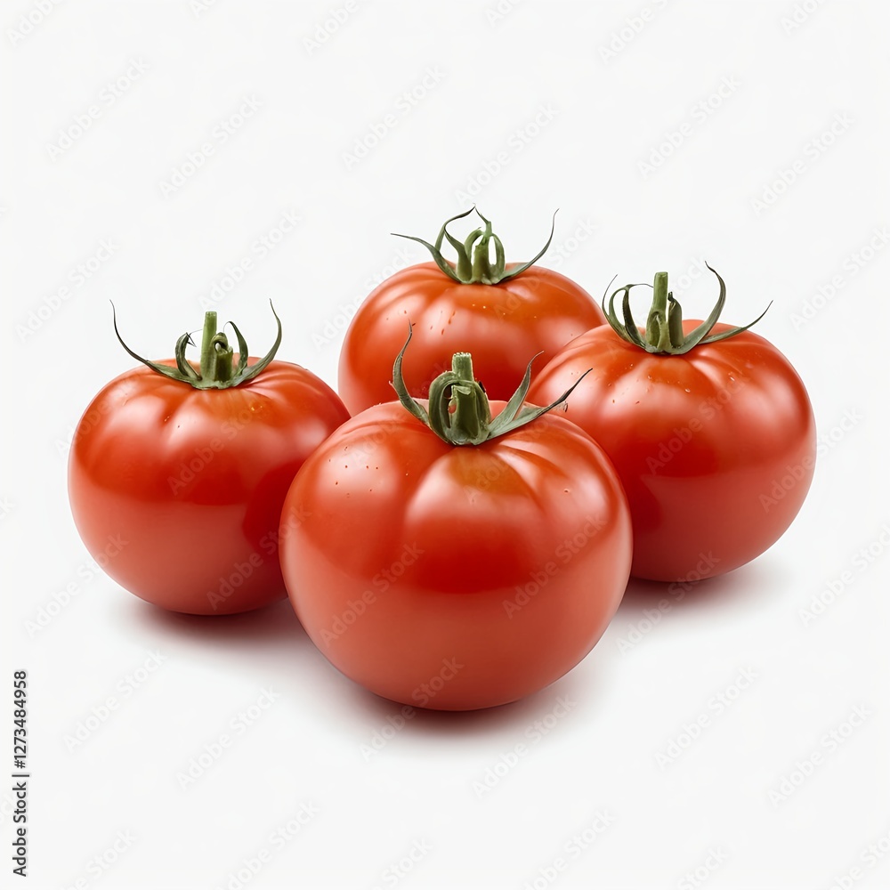 Four Fresh Red Tomatoes on White Background Four Fresh Red Tomatoes on White Background