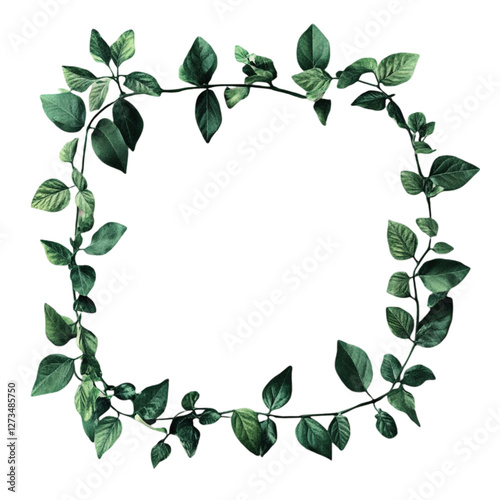 Green leaves frame vibrant lines abstract art nature design