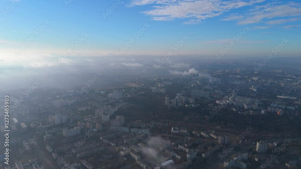 Drone Rotating 180 Degrees Over City Drone Rotating 180 Degrees Over City
