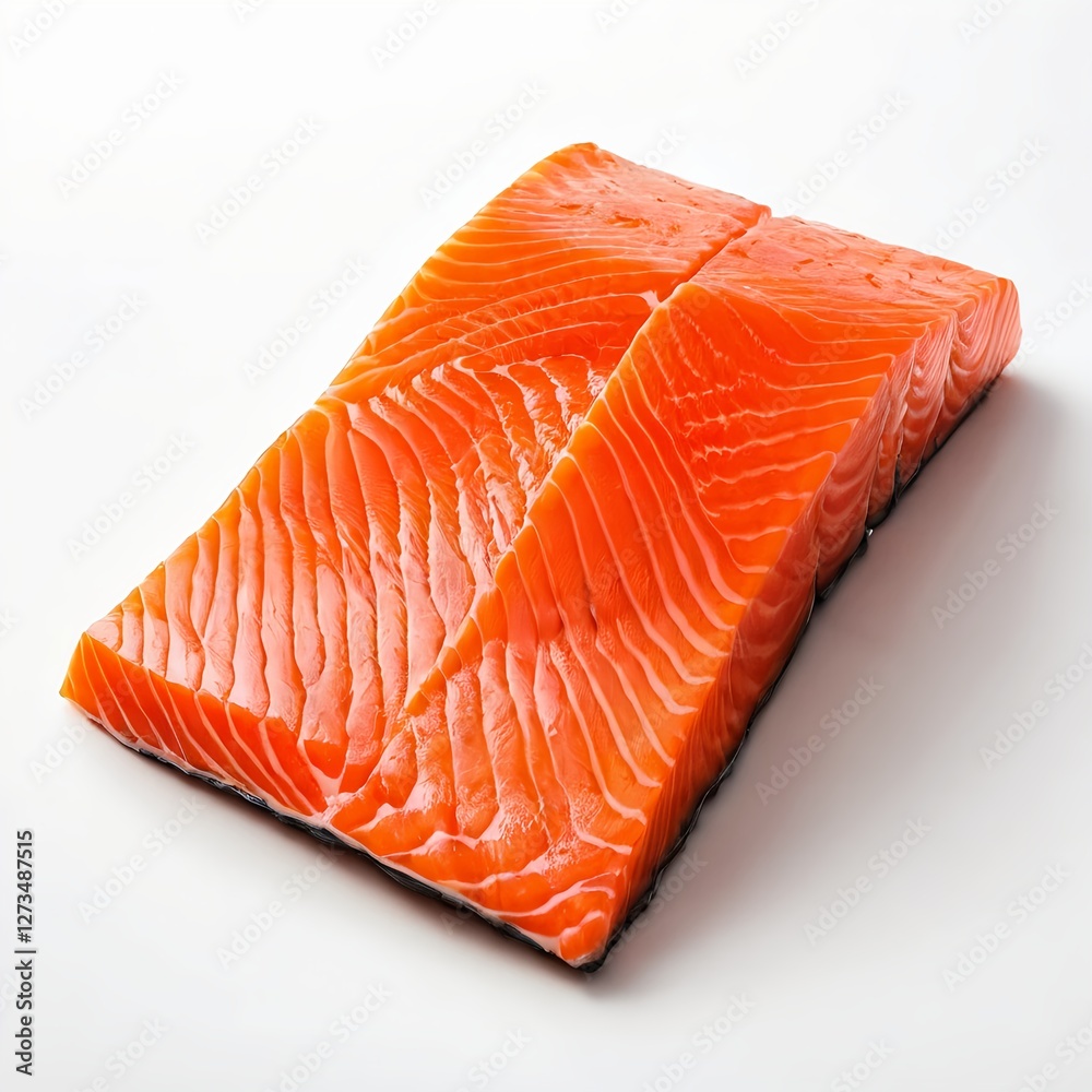 Fresh Salmon Fillet on White Background Fresh Salmon Fillet on White Background