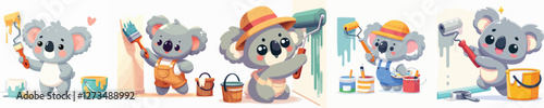 Canvas Print vector set of koalas painting the wall