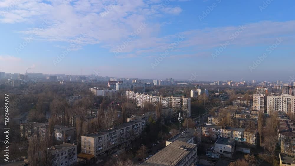 Aerial View of Urban Landscape with Blue Sky Aerial View of Urban Landscape with Blue Sky