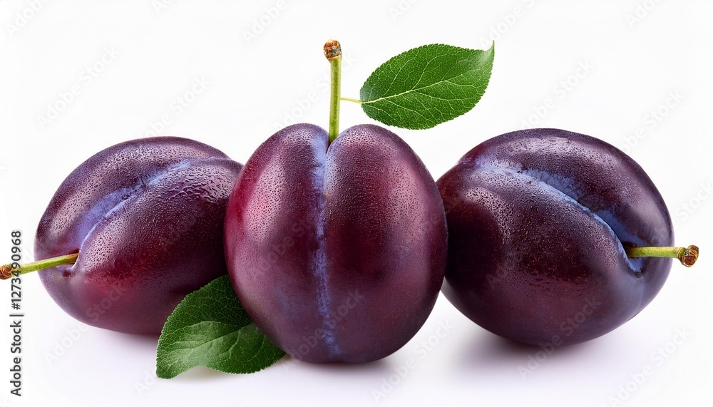 Fototapeta premium plums on white background