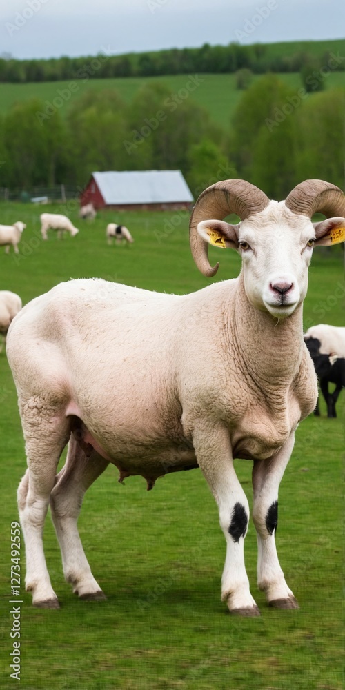 Countryside view with sheeps. Rural nature animals farm. Countryside view with sheeps. Rural nature animals farm.