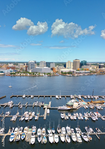 Norfolk, Virginia, USA downtown cityscape over the Elizabeth River photo