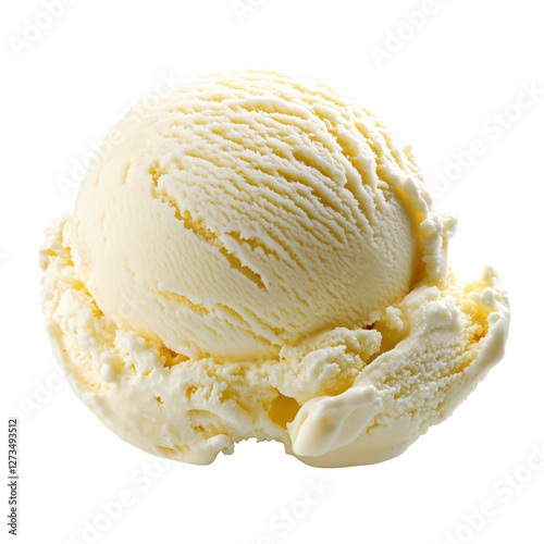 Vanilla ice cream scoop with sprinkles, isolated on a transparent background photo