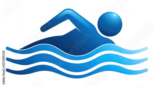 Blue Swimmer Icon on White Background