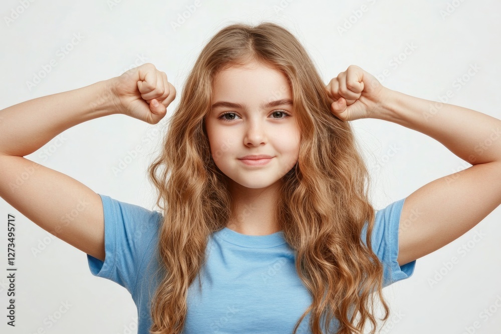 A young girl with her hands on her head, possibly frustrated or upset A young girl with her hands on her head, possibly frustrated or upset