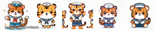 vector tiger wearing a sailor costume