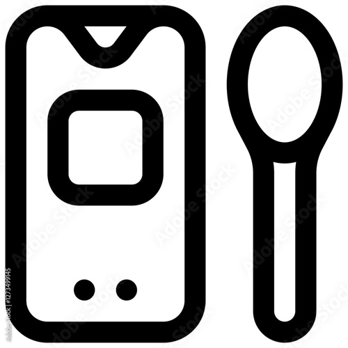 Food delivery app. Editable stroke vector icon.