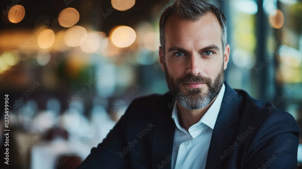 A man with a long beard sits at a table in a cozy restaurant, possibly enjoying a meal or drink A man with a long beard sits at a table in a cozy restaurant, possibly enjoying a meal or drink