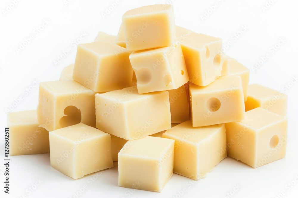 A creative presentation of cheese cubes, perfect for food styling or illustration purposes A creative presentation of cheese cubes, perfect for food styling or illustration purposes