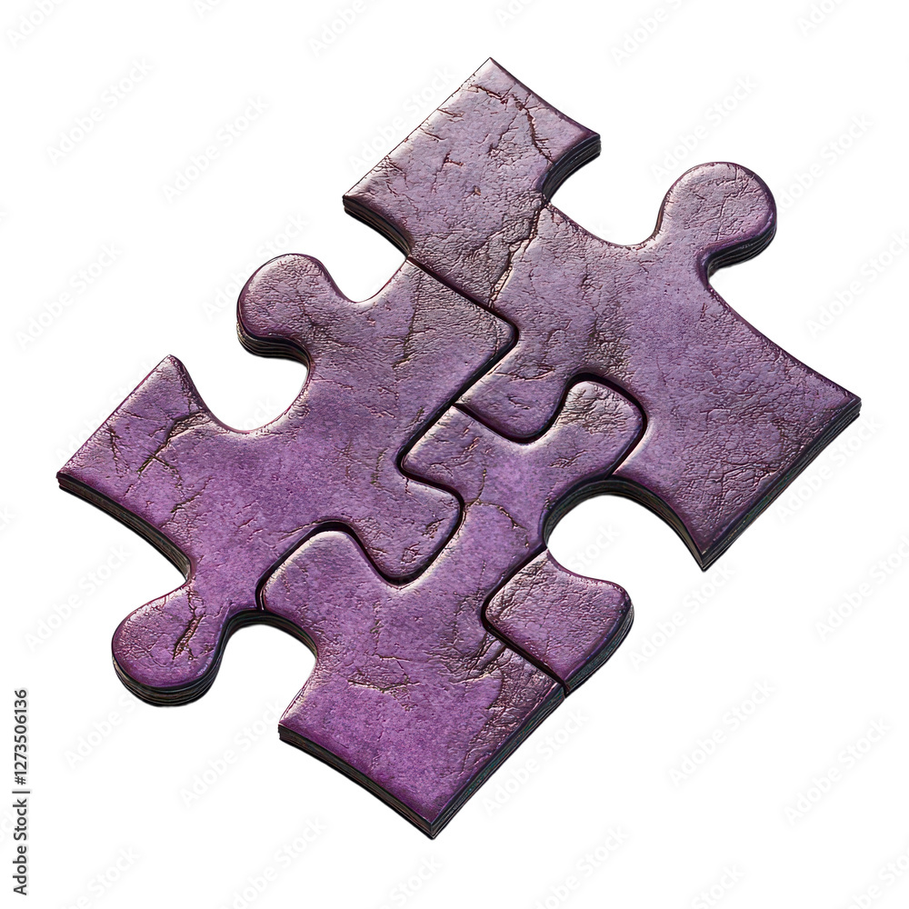 Fototapeta premium A textured purple puzzle piece with matte surface isolated on transparent background.png