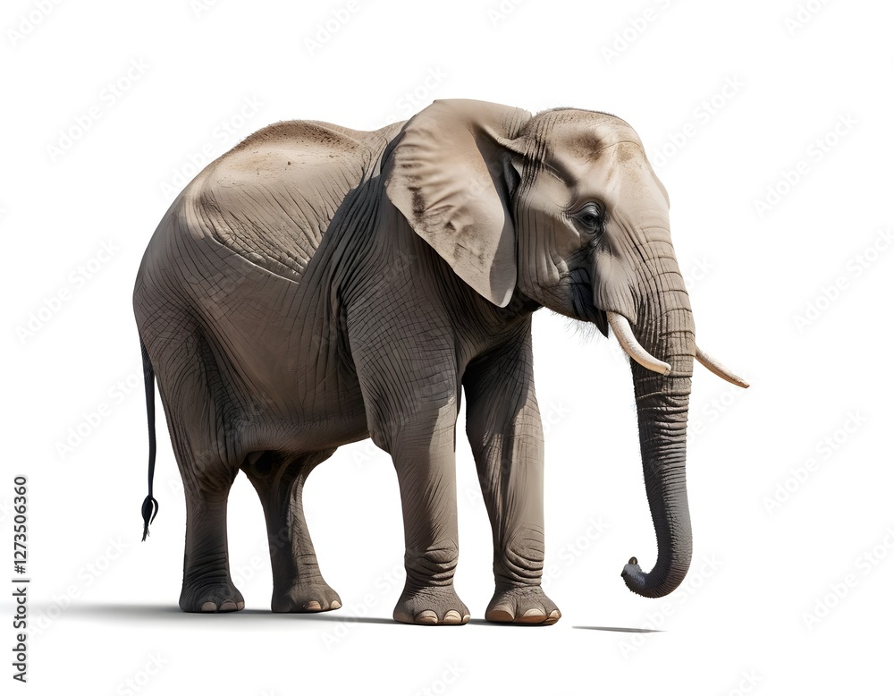 Fototapeta premium African Elephant Isolated on White