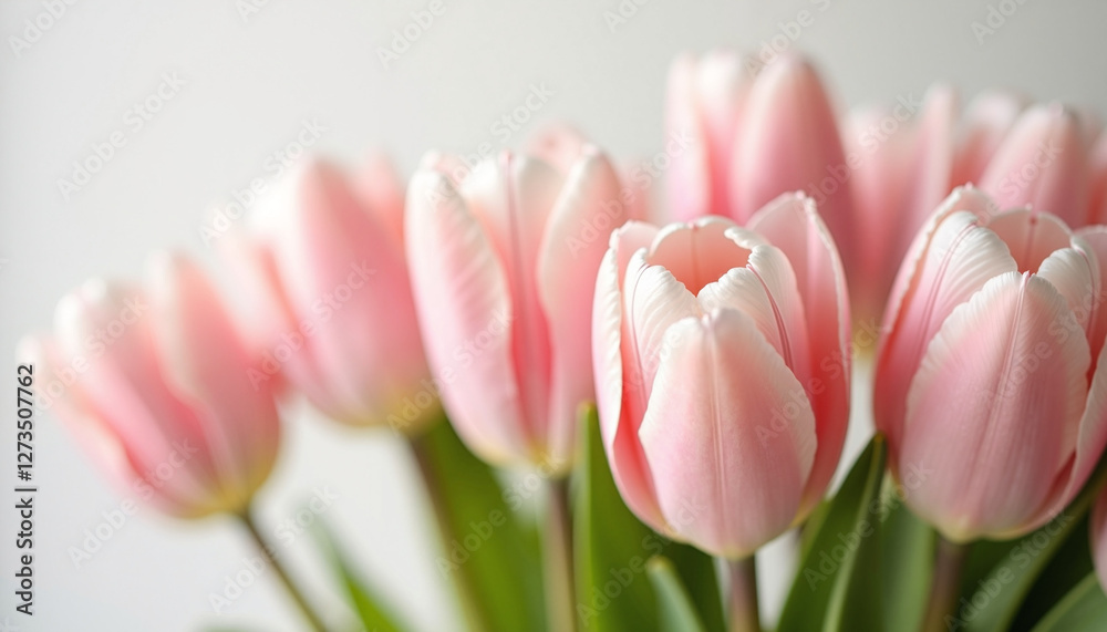 Fototapeta premium Pink tulips in a soft, blurred background