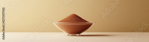 Brown granular substance in a clear glass bowl