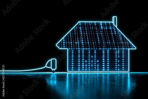 Futuristic Smart Home with Solar Panels and Energy Connection