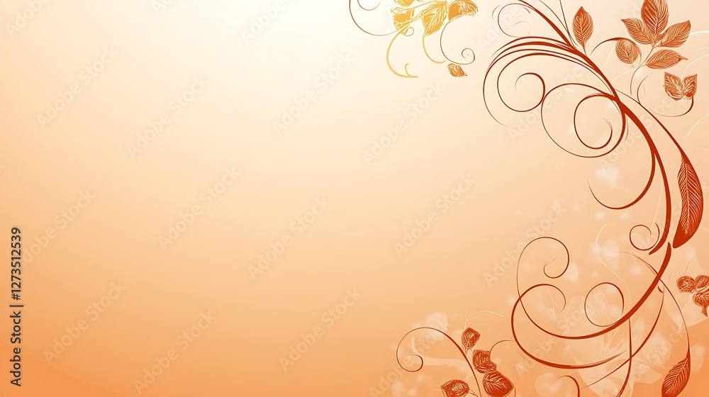 Elegant Autumnal Floral Design on Peach Background Elegant Autumnal Floral Design on Peach Background