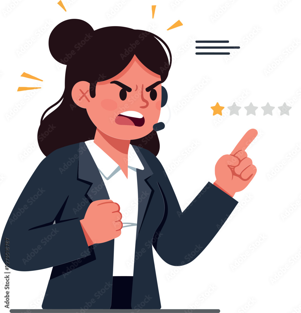 Angry businesswoman expressing frustration in detailed vector illustration Angry businesswoman expressing frustration in detailed vector illustration
