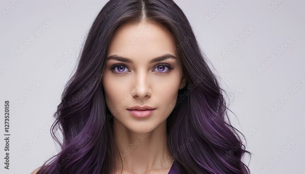 Portrait of a Beautiful Woman with Purple Hair Portrait of a Beautiful Woman with Purple Hair