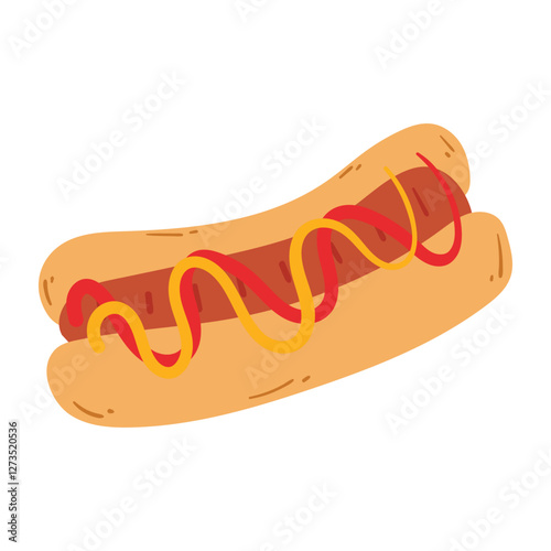 cute hand drawing cartoon hotdog. food drawing for sticker, icon