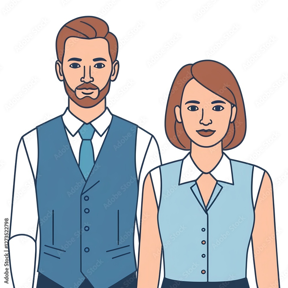 Business Colleagues, Man and Woman in Formal Attire Business Colleagues, Man and Woman in Formal Attire