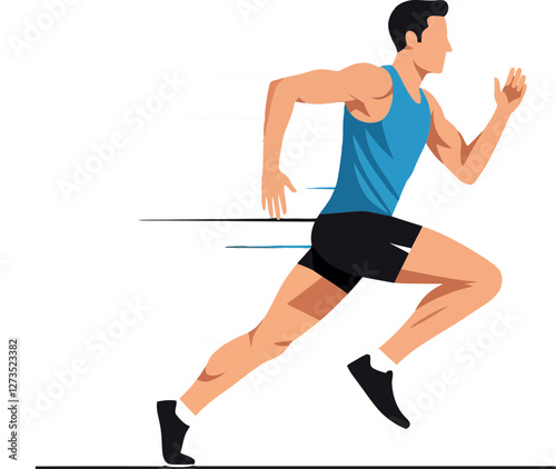 Runner in motion with dynamic lines in flat vector art