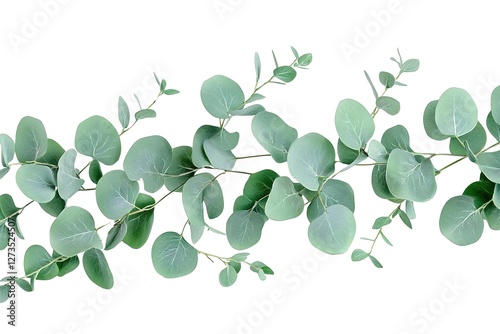 Elegant Eucalyptus Garland: A Fresh, Botanical Vector Illustration Perfect for Wedding Invitations, Branding, Logos, Websites, Greeting Cards, Posters, Flyers, Social Media, and more! Crisp white     