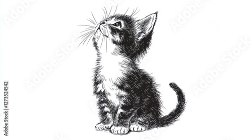 Curious Kitten Observing Its Surroundings