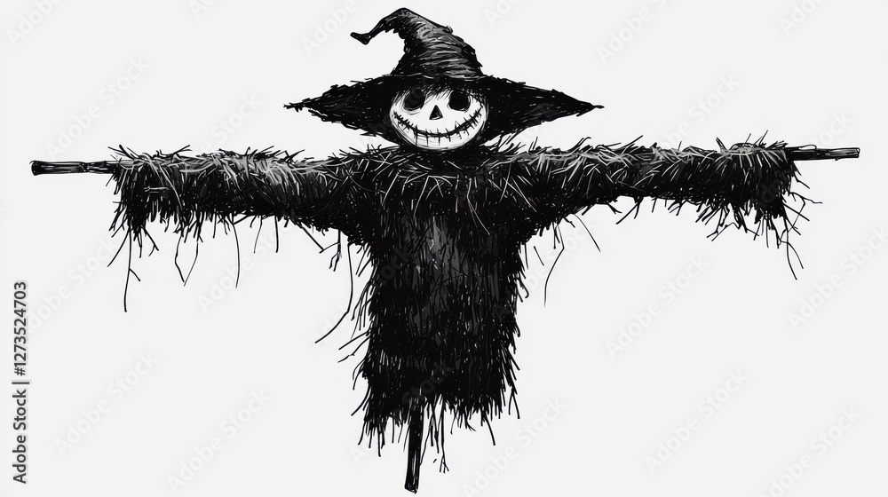 Fototapeta premium Whimsical Scarecrow Against a Minimalist Background