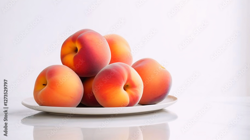 Peaches on a Simple Background, delicious food and drink, beautiful food Peaches on a Simple Background, delicious food and drink, beautiful food