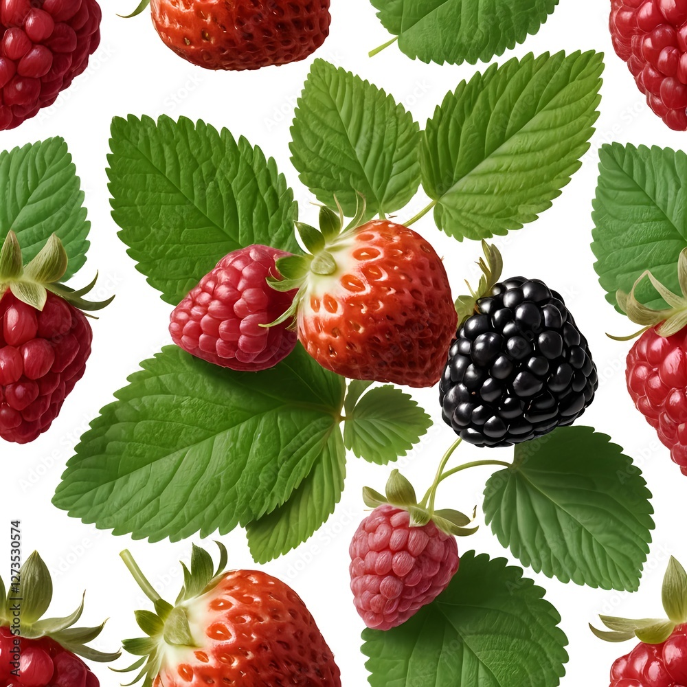 Fresh Berries and Leaves Seamless Pattern Fresh Berries and Leaves Seamless Pattern