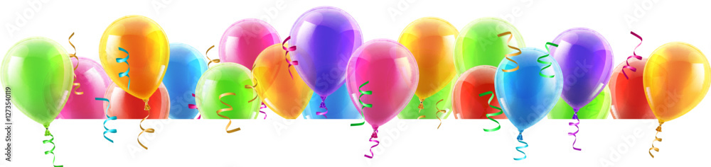 A birthday balloons party balloon frame header colorful baloon border design element