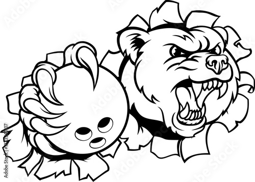 A grizzly bear bowling anim...