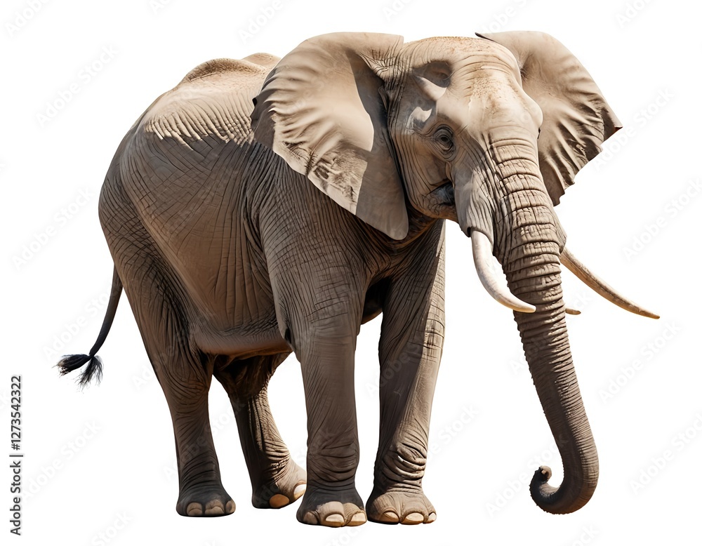 Fototapeta premium African Elephant Isolated on White