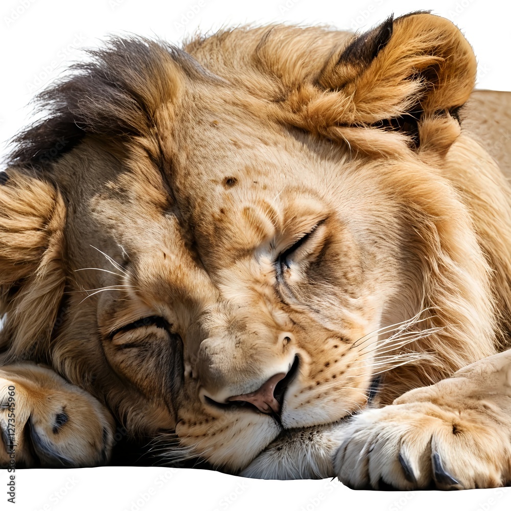 Naklejka premium Sleeping Lion Cub Close-Up