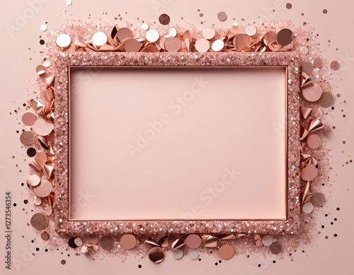 Rose Gold Glitter Frame with Confetti