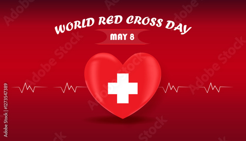 World Red Cross Day background or banner design template celebrated in 8 may. Red cross CPR, World heart day, world health day, blood organ donation. Abstract healthcare. vector illustration