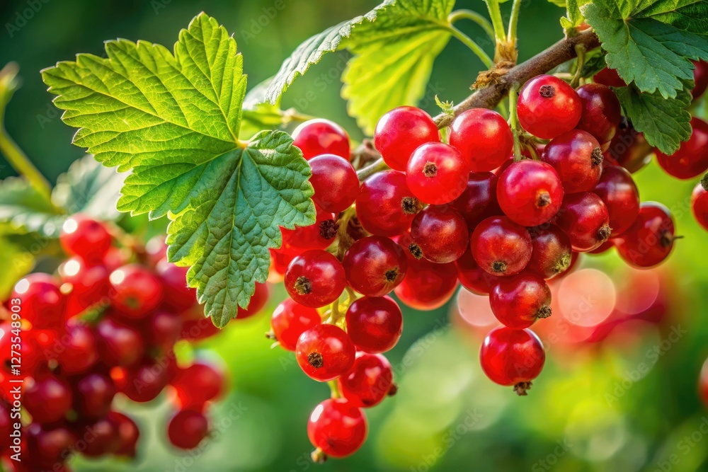 Macro photography showcases vibrant red currants, a close-up detail emphasizing summer's bounty. Macro photography showcases vibrant red currants, a close-up detail emphasizing summer's bounty.