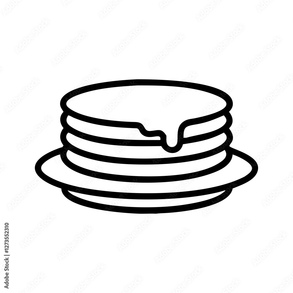 Icon of pancakes outline on a transparent background for food concept Icon of pancakes outline on a transparent background for food concept
