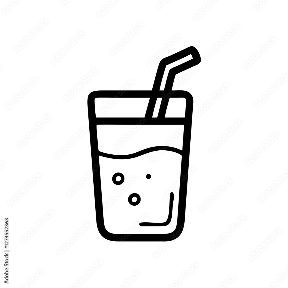 Icon of a juice glass outline on a transparent background for food concept Icon of a juice glass outline on a transparent background for food concept