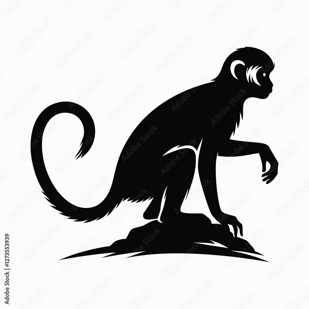 Obraz premium Monkey Silhouette – Jungle Animal Vector Design